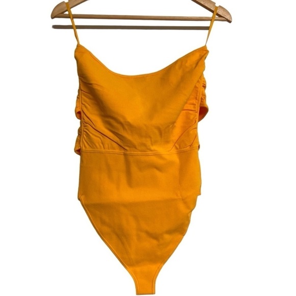 NWT Sandro Bodysuit Assiya Ring Halter Open Back in Marigold - Picture 8 of 16